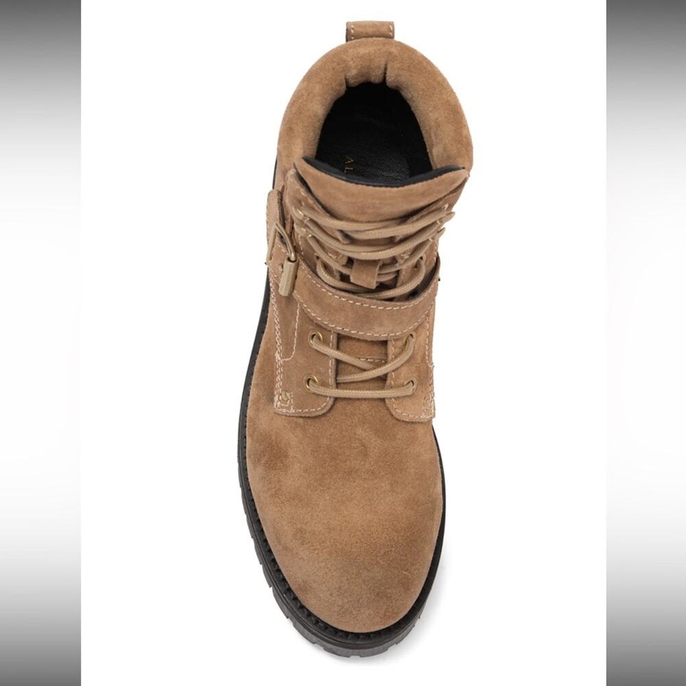 AllSaints Paulina Women Tan Moto Boot Sz 8 Leather Lace-Up Platform Lug Sole New - Picture 5 of 10